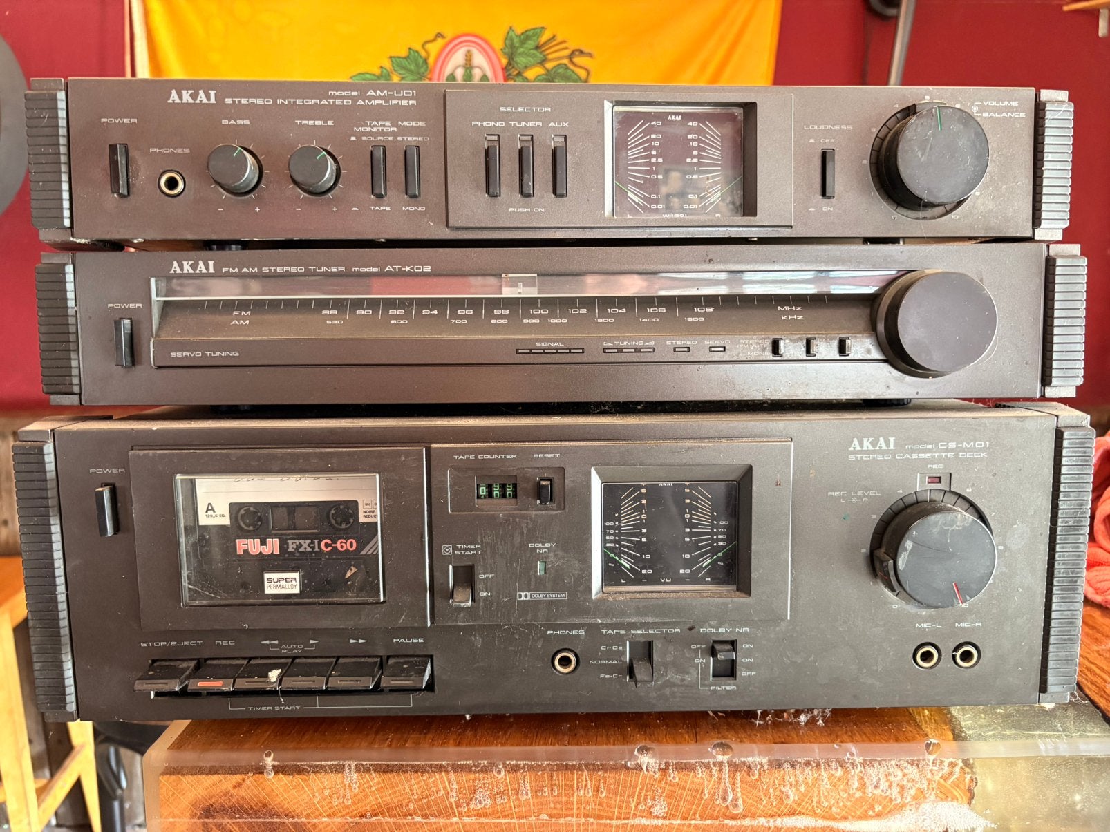 Akai Stereo Set: Versterker, Tuner & Cassettedeck (Vintage), Ophalen, Gebruikt, Cassettedeck, Losse componenten