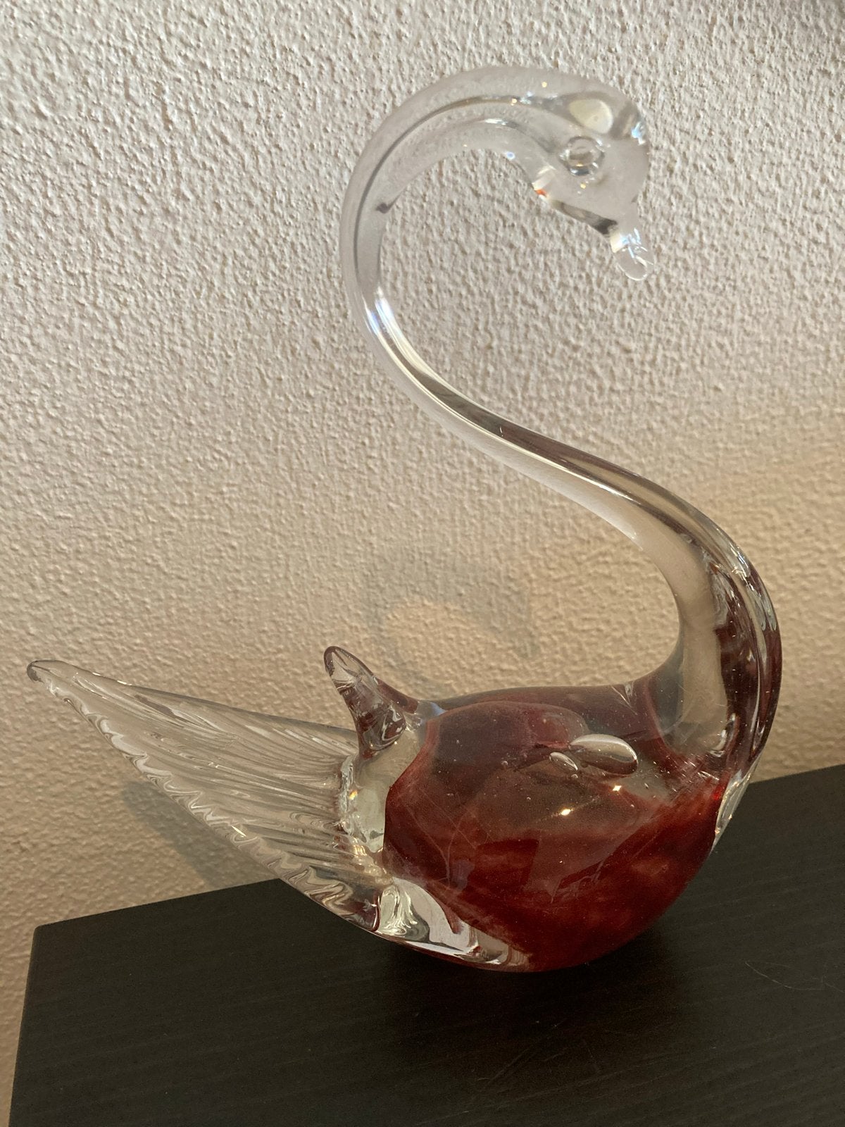 Vintage Mondgeblazen Sierlijke Zwaan met Rood/Bruine Kern, Ophalen of Verzenden