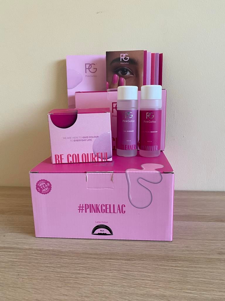 complete pink Gellac starterset + LED lamp, Overige kleuren, Ophalen of Verzenden, Zo goed als nieuw, Handen en Nagels