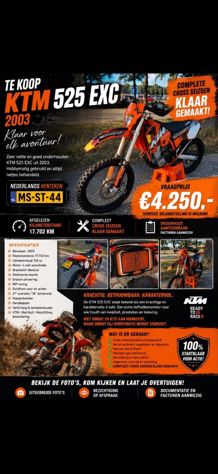 ktm 525 enduro, Eén persoon