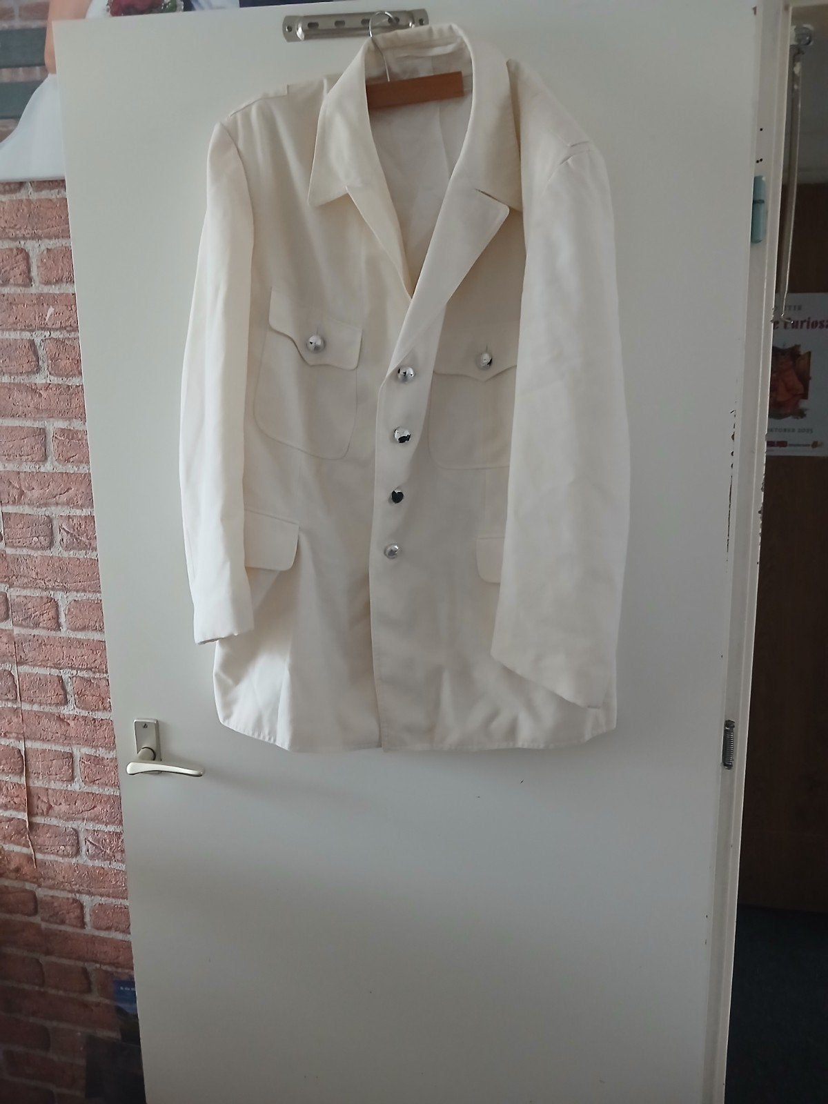 Vintage Marine Jasje - Crèmekleurig Uniform Jasje, Ophalen, Onbekend, Beige, Overige maten