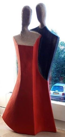 Beeld:  (Man / Vrouw)  Handwerk, Ophalen of Verzenden, Handgemaakt, Steen of Keramiek, Beeld