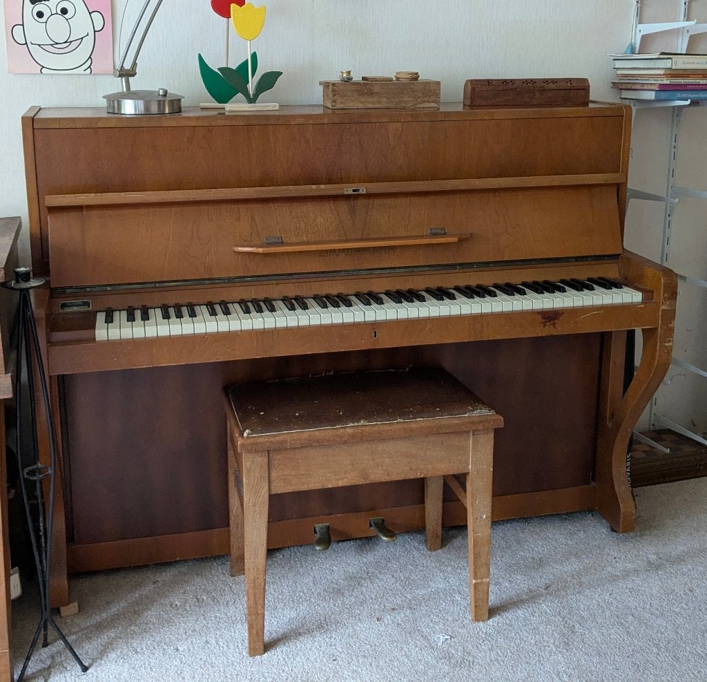 Piano, Muziek en Instrumenten, Piano's, Ophalen, Gebruikt, Bruin, Piano