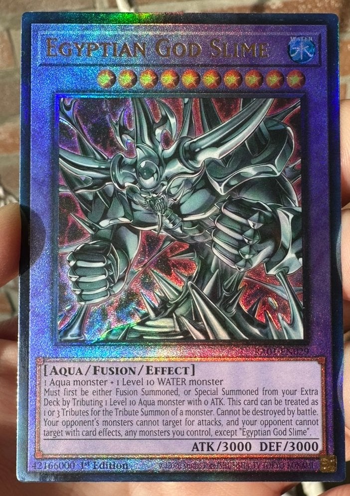 Yu-Gi-Oh! Egyptian God Slime RA01 1st Edition Ultimate Rare, Hobby en Vrije tijd, Verzamelkaartspellen | Yu-gi-Oh!, Ophalen of Verzenden