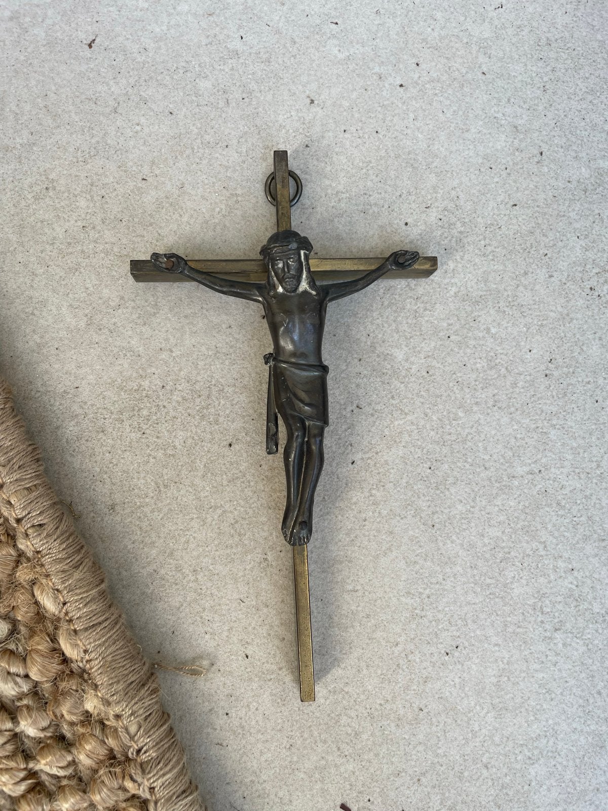 Vintage bronzen crucifix - Jezus aan het kruis, Ophalen of Verzenden