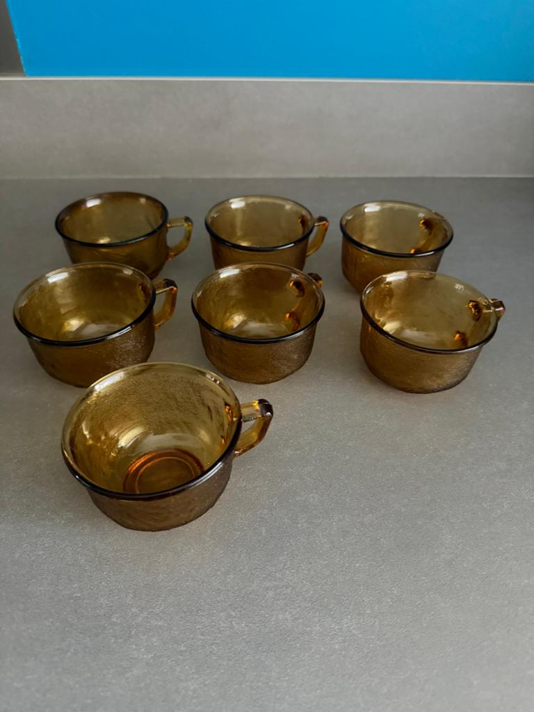 Te Koop: Arcoroc Siërra Amber kopjes 7 stuks, Ophalen