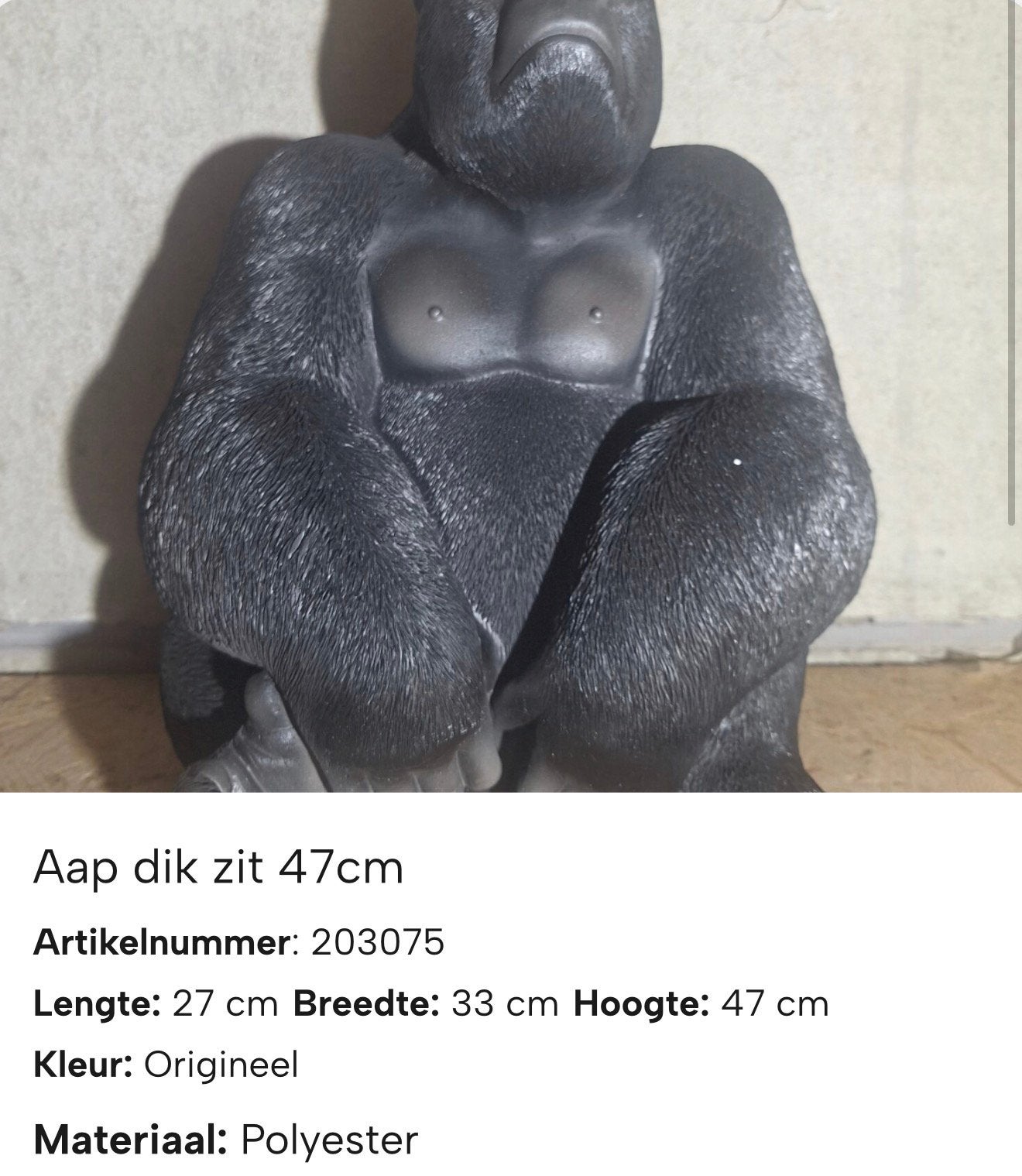Aap dik zit 47 cm, Ophalen of Verzenden, Zo goed als nieuw