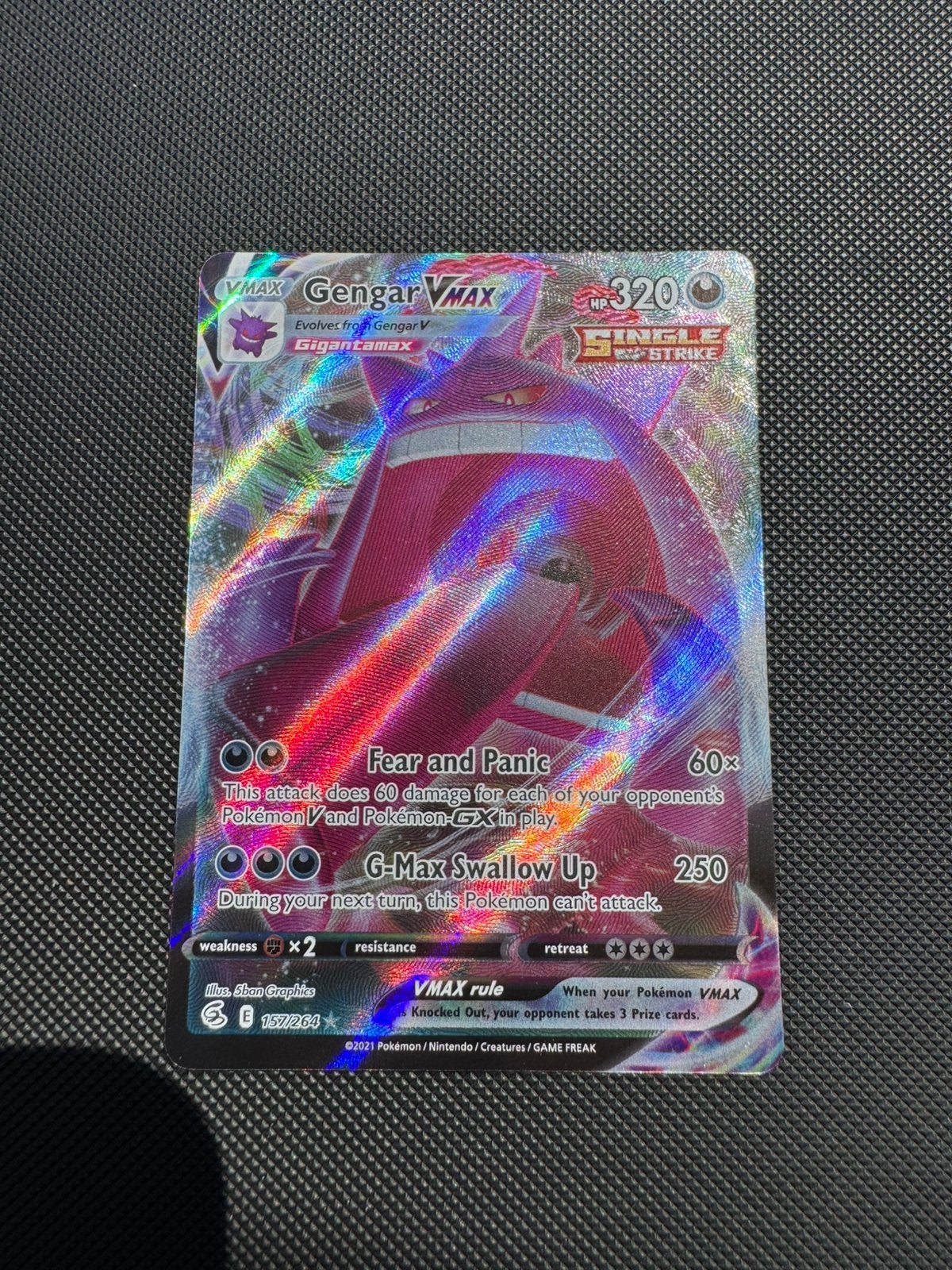 Pokémon Gengar VMAX 157/264 Near Mint (NM) Fusion strike, Ophalen of Verzenden, Zo goed als nieuw