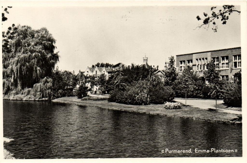 Purmerend, Emma-Plantsoen - ongelopen, Verzenden, 1940 tot 1960, Ongelopen, Noord-Holland