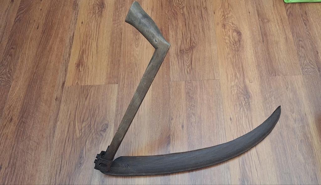 Antiek landbouwgereedschap, authentieke zicht met stempel, Ophalen