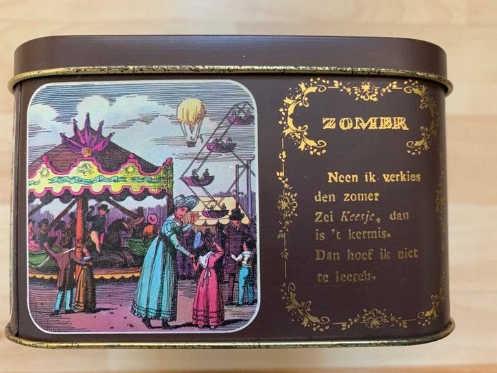 Blikken trommel, afmeting 18 x 12,5 cm diepte 7 cm., Verzamelen, Blikken, Ophalen of Verzenden, Zo goed als nieuw, Overige