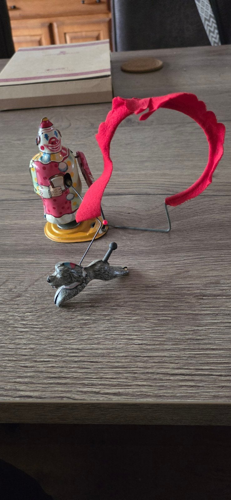 Blikken clown met Hondje TPS Japan 1950 werkt 100%, Ophalen of Verzenden