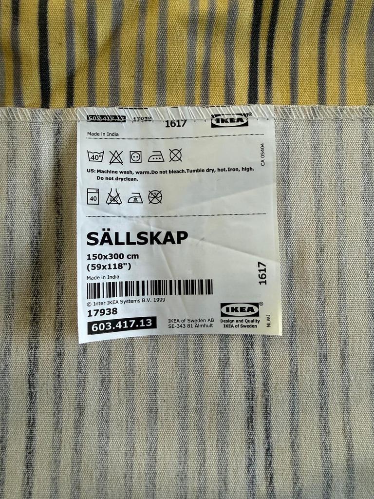 IKEA SÄLLSKAP  150x300 cm - Geel/Grijs gestreept, Hobby en Vrije tijd, Stoffen en Lappen, 120 cm of meer, Geel, Ophalen of Verzenden