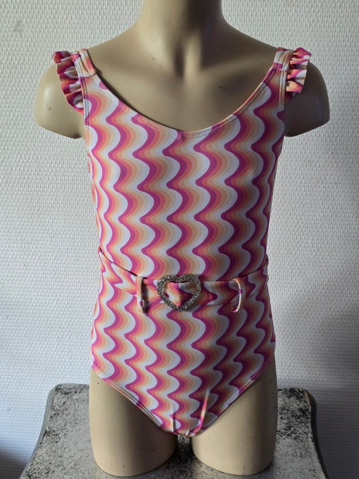 Primark Badpak Meisje Maat 128 met Hartjesgesp, Gebruikt, Meisje, Badpak, Primark