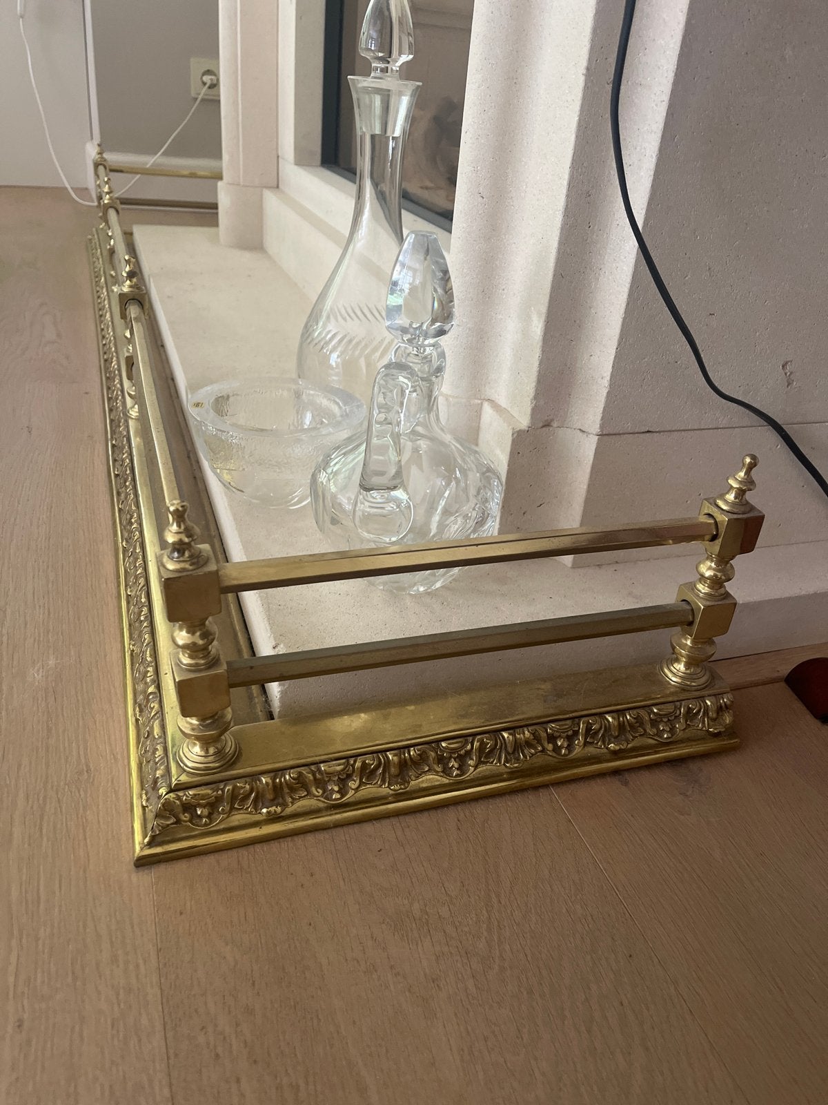 Messing haardscherm / haardrek - 157x36x18 cm, Ophalen, Gebruikt, Vrijstaande haard, Overige soorten