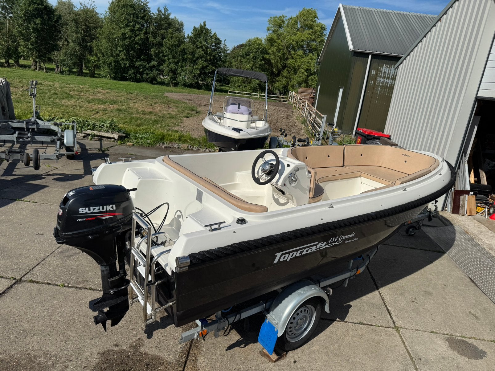 Topcraft 484 Grande Sloep + Suzuki 9.9 PK Injectie Vaarklaar, Watersport en Boten, Ophalen, Zo goed als nieuw, Rondzit, Buitenboordmotor