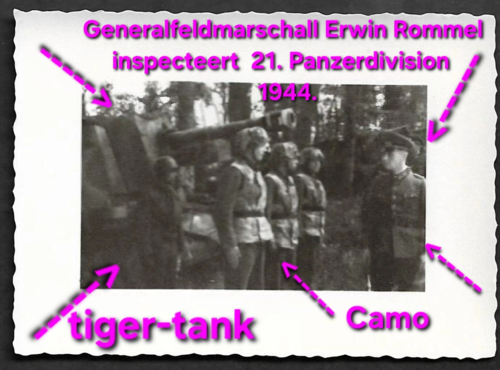 1x foto wo2 duitse tiger-tank generaal rommel topper, Verzamelen, Militaria | Tweede Wereldoorlog, Ophalen of Verzenden, Duitsland