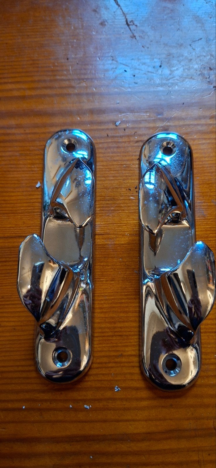 2x Verchroomde verhaallam voor boot of jacht - 15 cm, Ophalen of Verzenden, Nieuw, Lijn of Blok