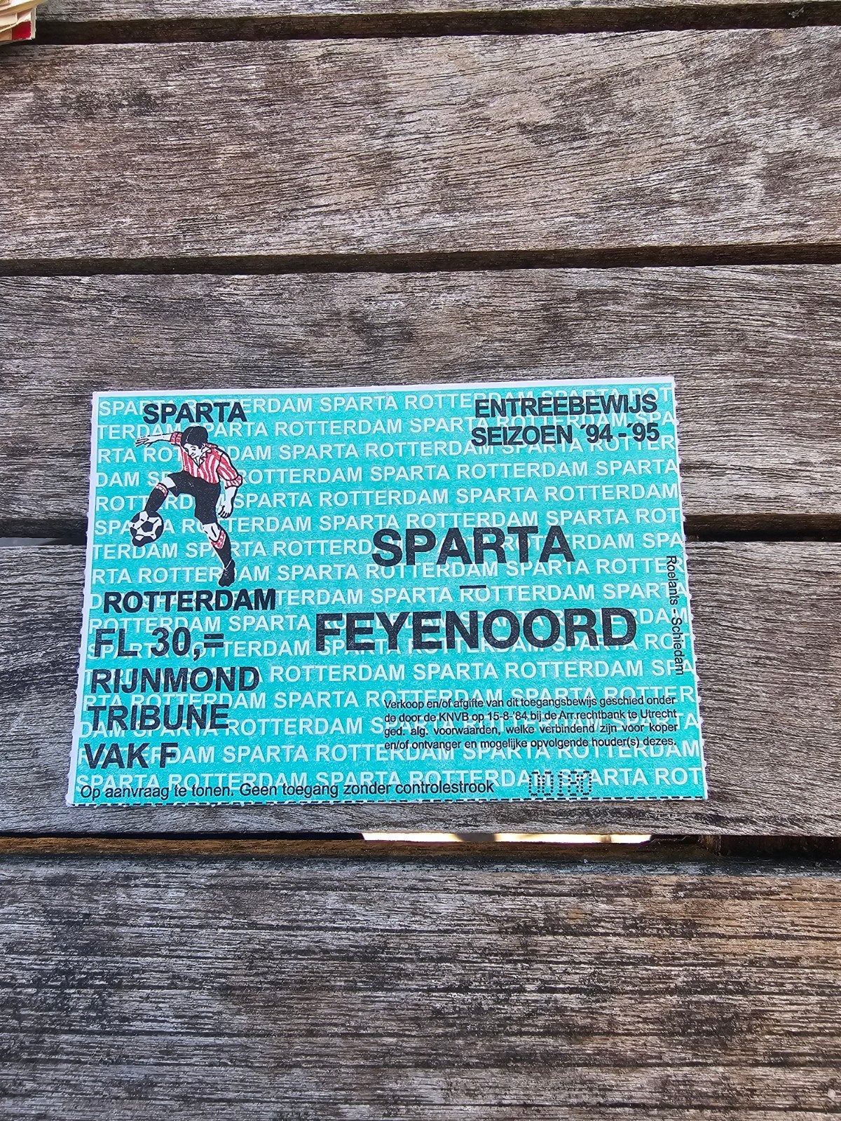 kaartje sparta-feyenoord seizoen 1994-1995, Verzenden, Feyenoord, Poster, Plaatje of Sticker
