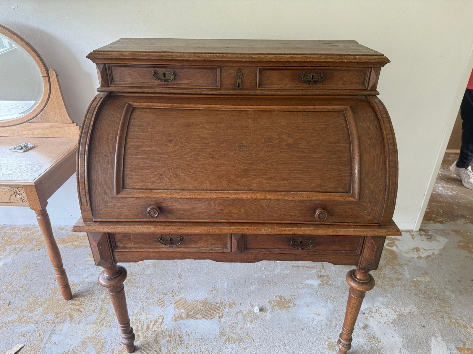Antiek rolluikbureau / secretaire eikenhout, Ophalen