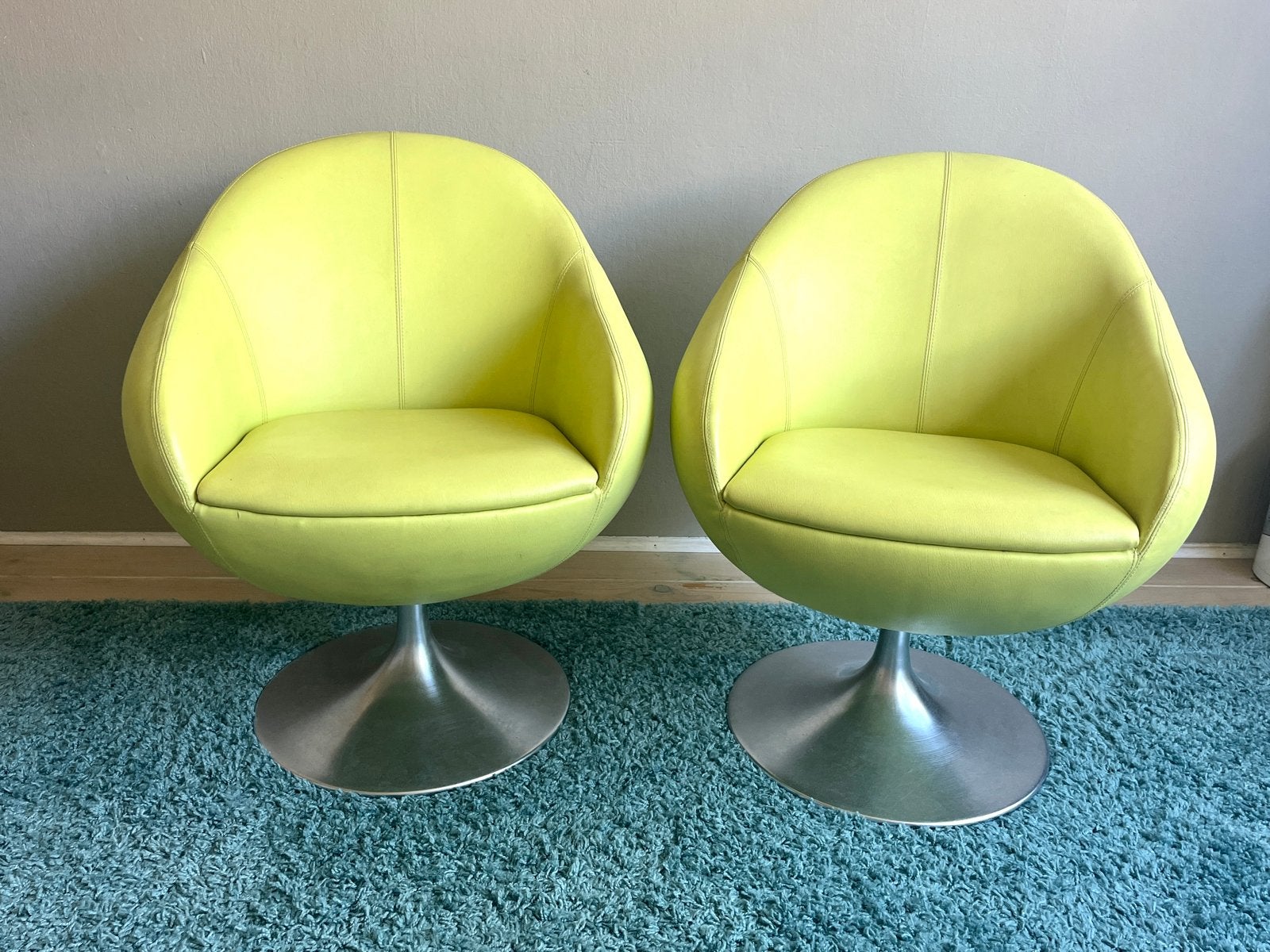 Set van 2 Vintage Johanson Design Draaifauteuils, Gebruikt, Twee, Overige kleuren, Leer