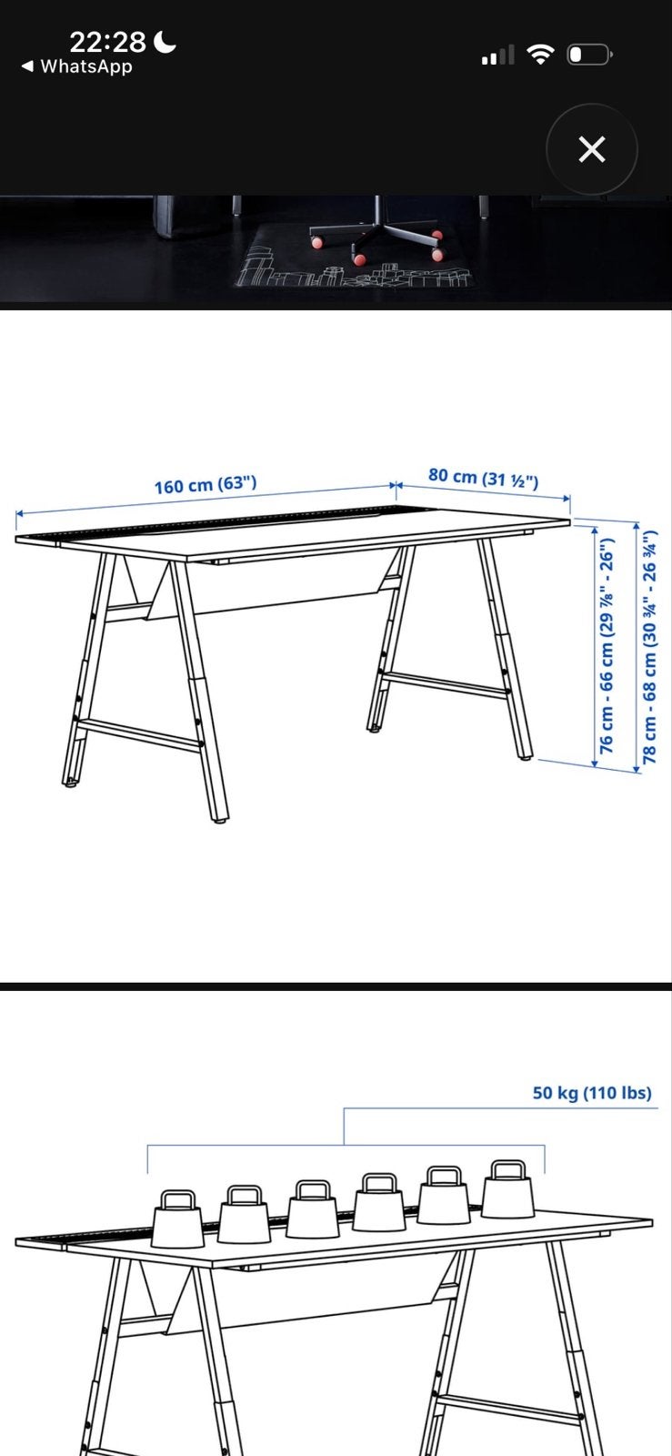 IKEA FREDDE Gamingbureau - Zwart, 160x80 cm, Ophalen, Zwart, Metaal, IKEA