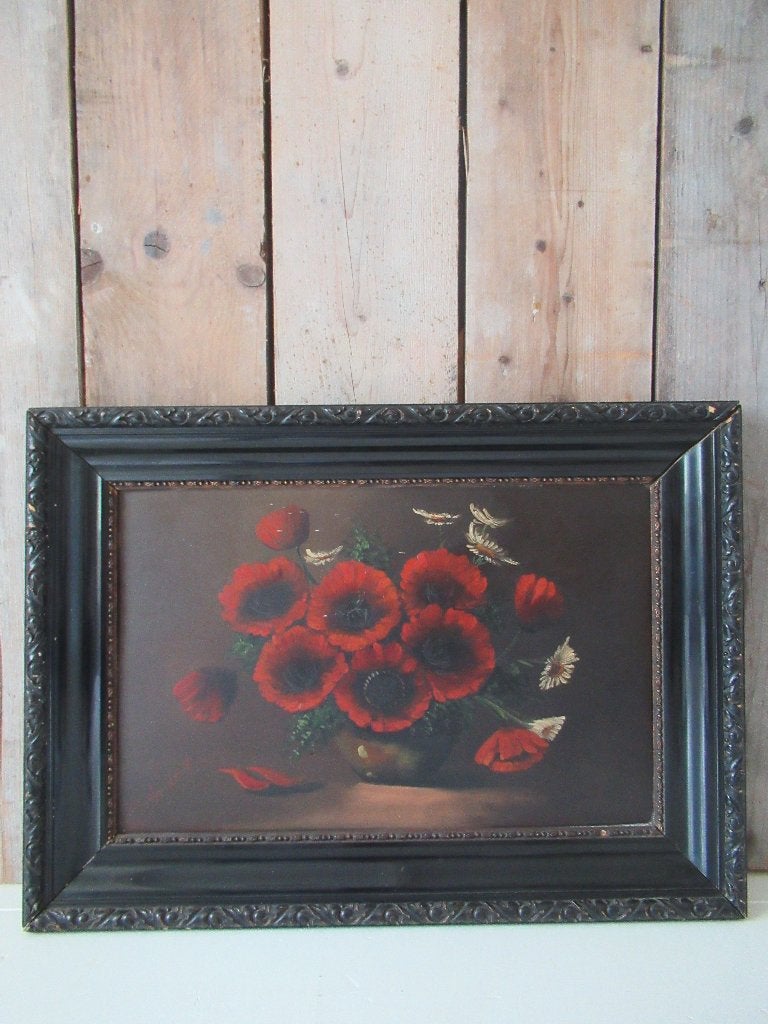 ~ prachtig groot oud bloemen schilderij, bricbracbrocante ~, Ophalen, Bijzondere lijst, Bloemen