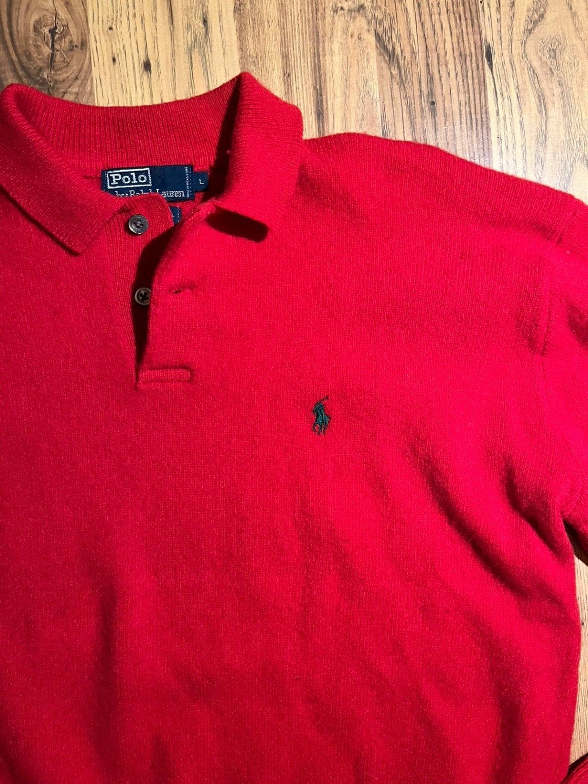 Polo Ralph Lauren Lamswollen Trui Rood Maat L vintage, Kleding | Heren, Truien en Vesten, Maat 52/54 (L), Ophalen of Verzenden