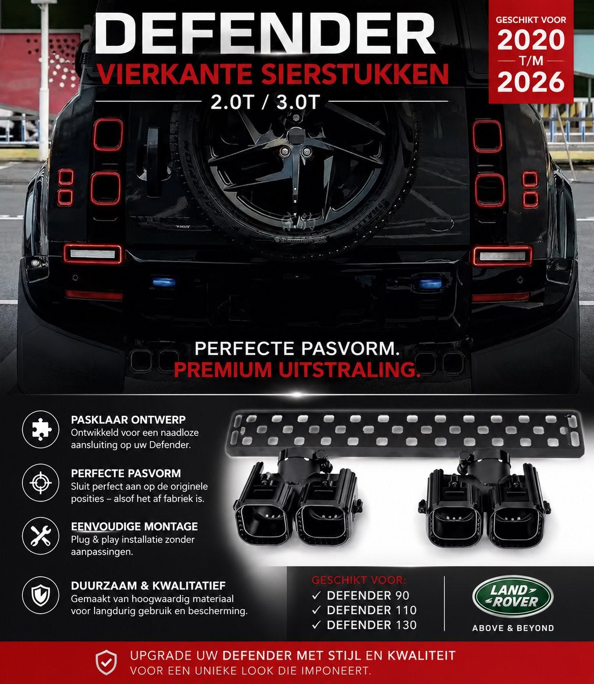 Defender Vierkante Sierstukken 2.0T / 3.0T (2020–2026), Ophalen of Verzenden