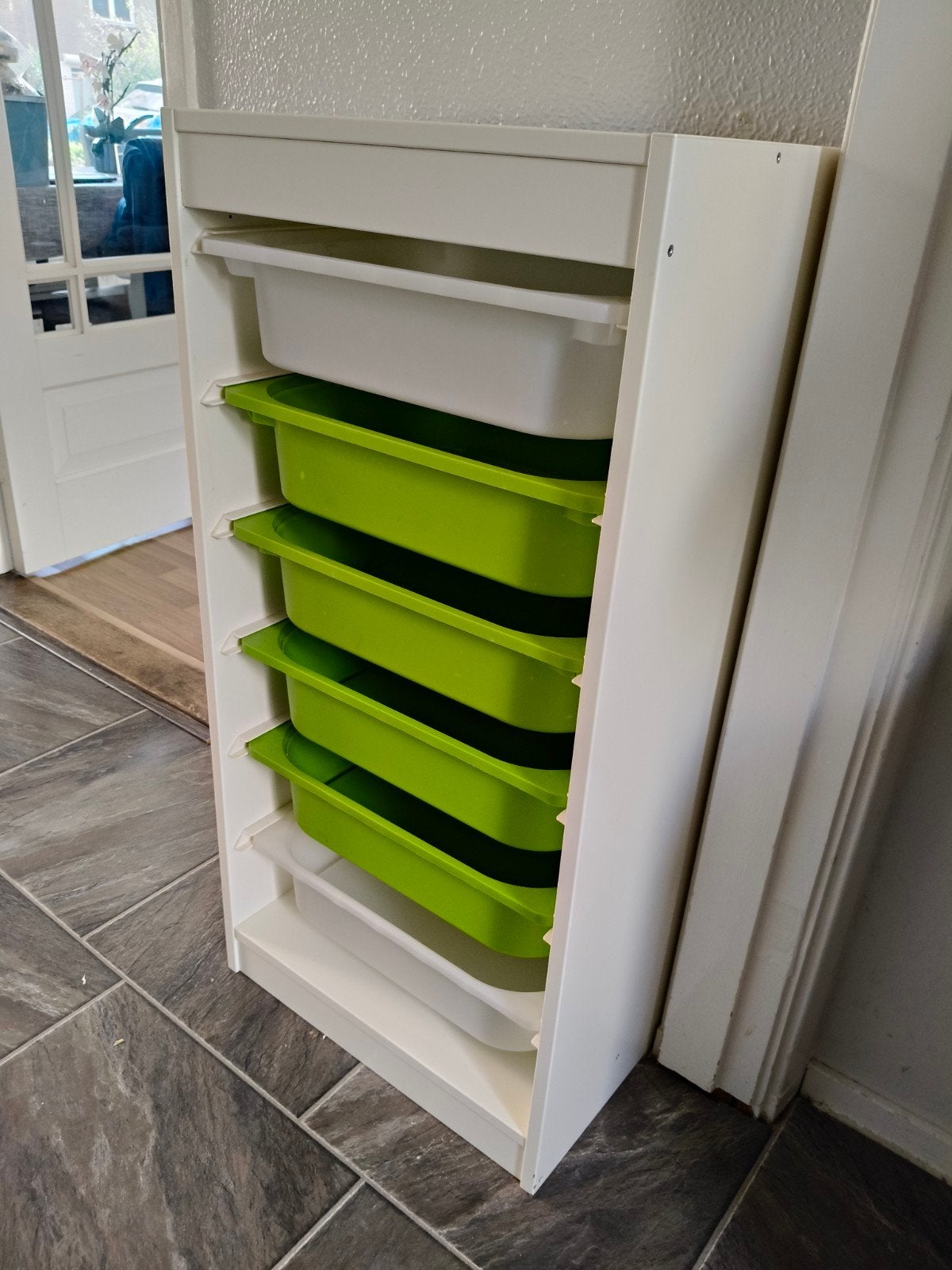 IKEA Trofast opbergkast met bakken - wit/groen, Kinderen en Baby's, Kinderkamer | Commodes en Kasten, Ophalen, Gebruikt, Minder dan 50 cm