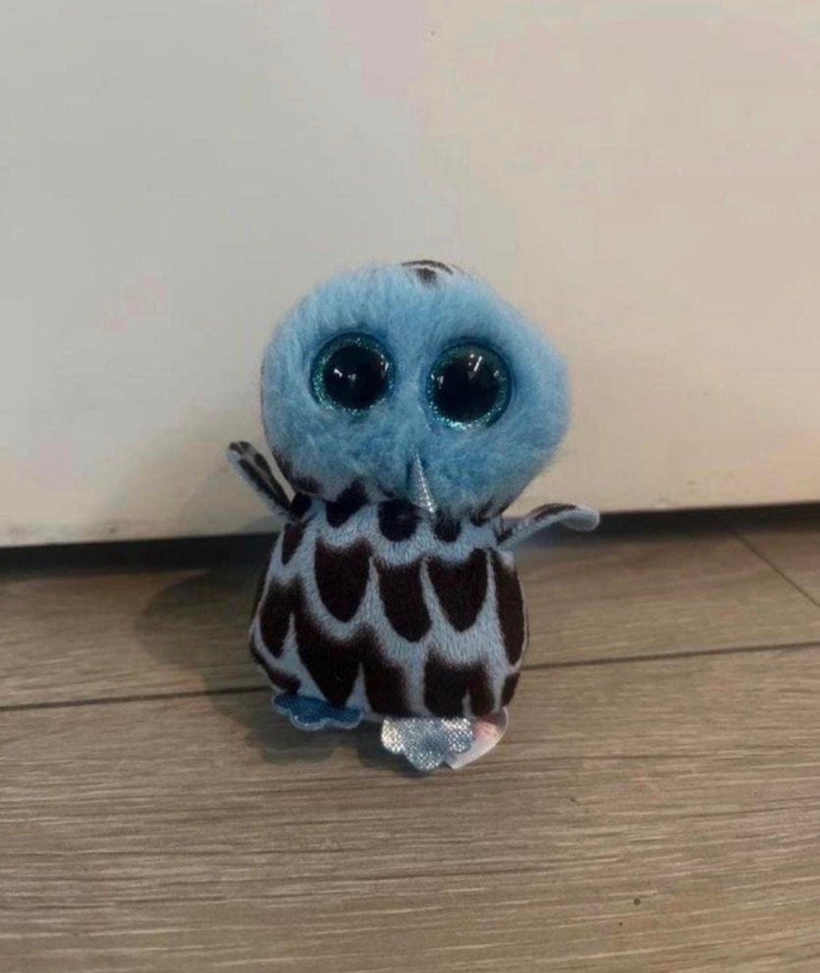 Ty Beanie Boos Uil Sleutelhanger, Overige typen, Blauw, Ophalen of Verzenden, Klein (minder dan 20 cm)