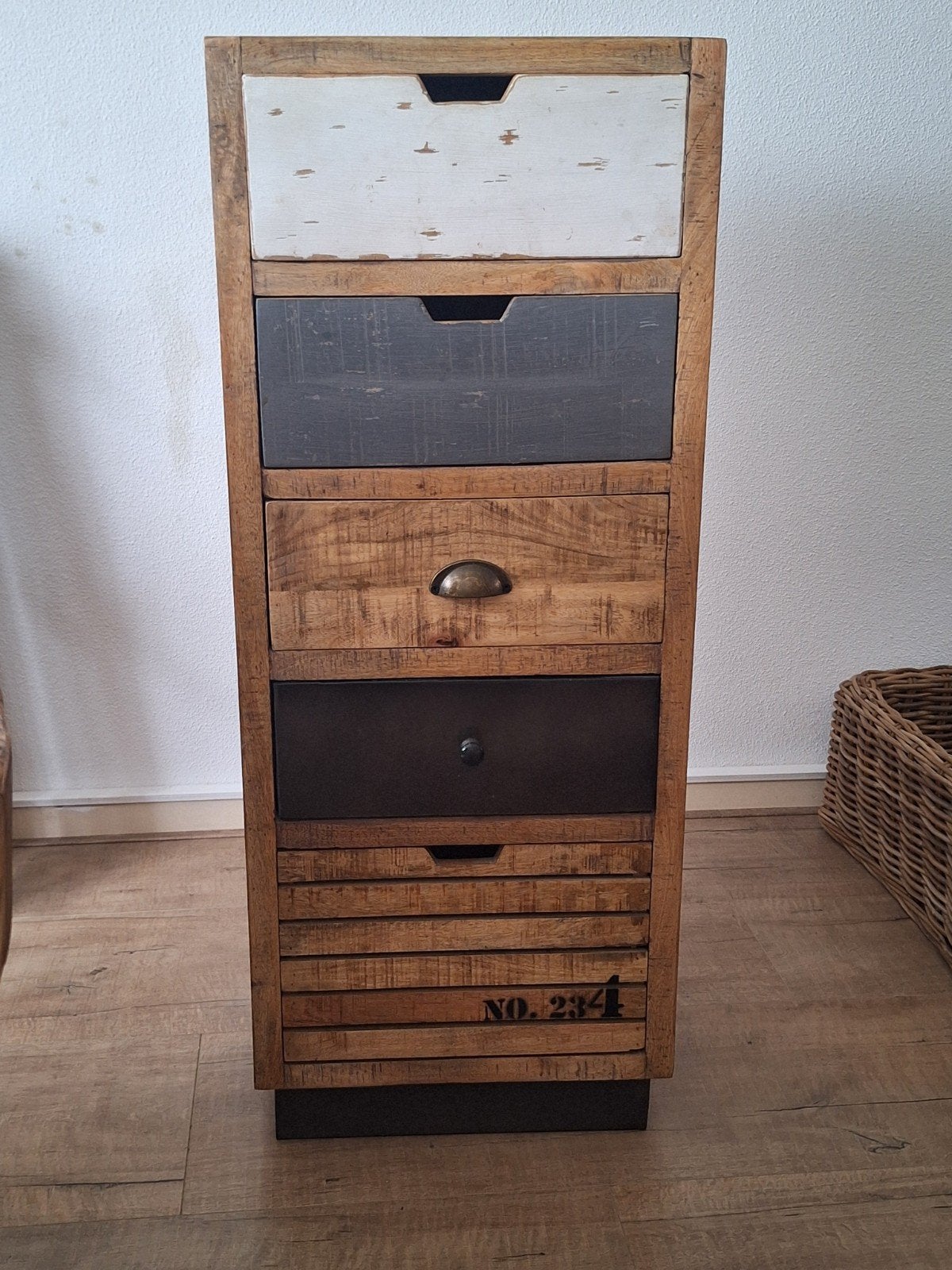 mango hout lade kast, Ophalen, Gebruikt, 100 tot 150 cm, 5 laden of meer
