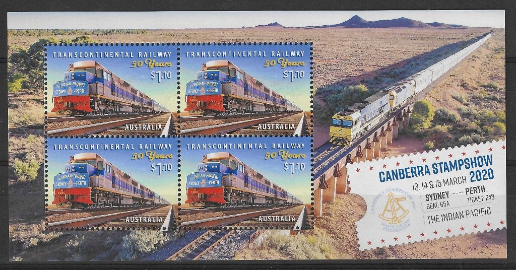 AUSTRALIE 2020, mi Blok 665 "Continental Railway" postfris, Ophalen of Verzenden, Postfris
