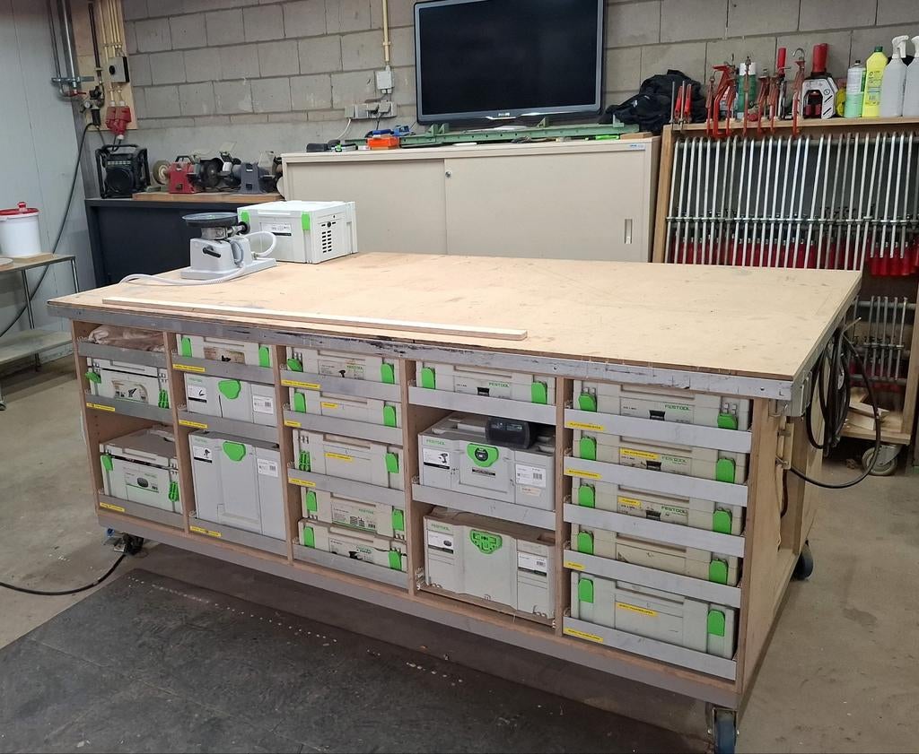 Grote mobiele werkbank met lades voor festool systainers, Ophalen, 170 cm of meer