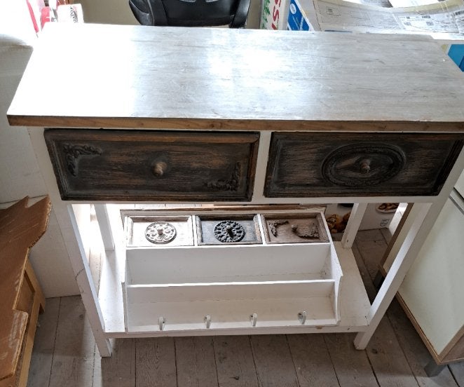 Landelijke Sidetable / Haltafel met Wandrek en Lades, Ophalen, Gebruikt, 50 tot 100 cm, Landelijk
