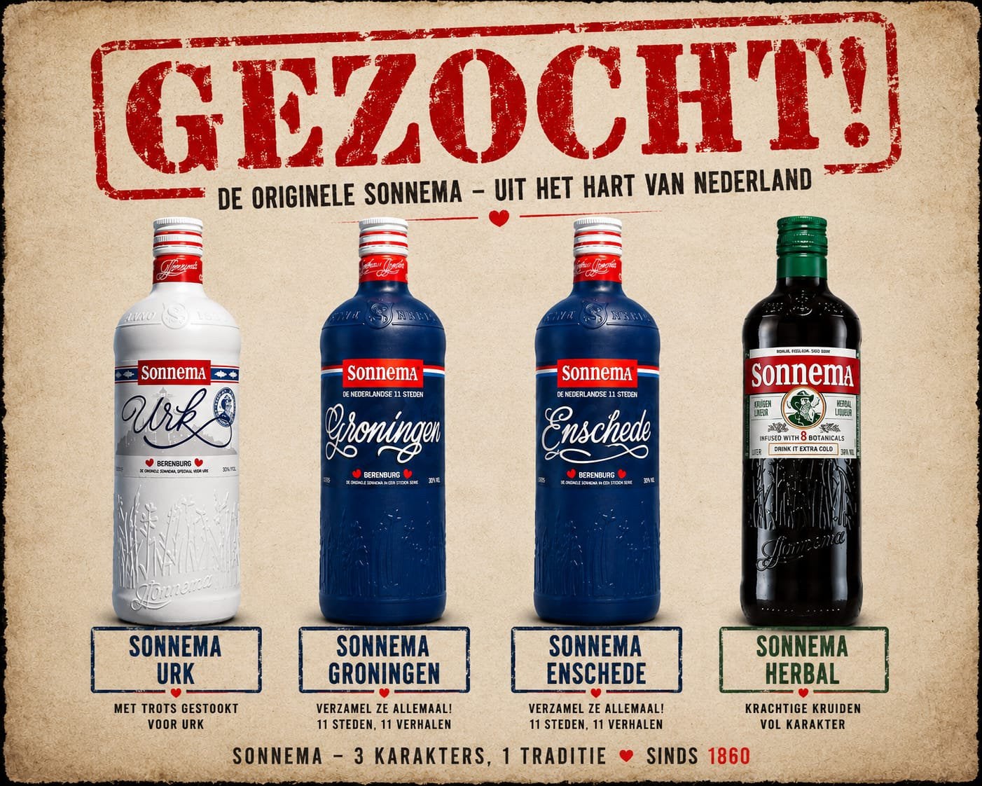Flessen Sonnema Berenburg gezocht!!, Verzamelen, Ophalen of Verzenden, Nieuw, Overige typen