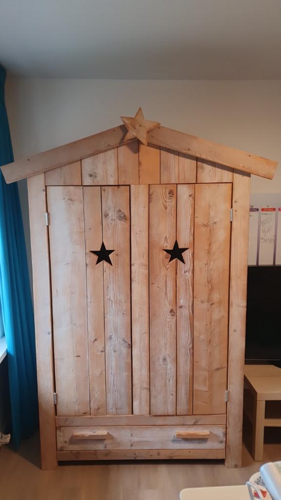 Steigerhouten klerenkast voor kinderen, Ophalen, Zo goed als nieuw, Hoogslaper