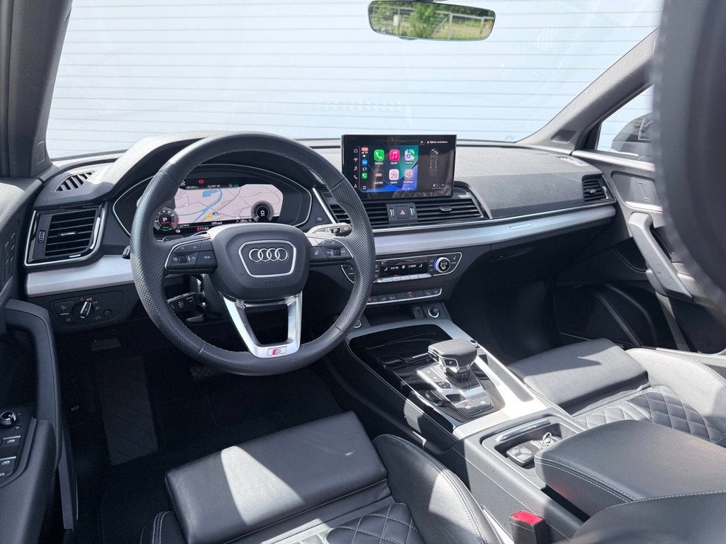 Audi Q5 55 TFSI e S-Line Competition|PANO|RS-LEER|LUCHTV.|B&, Automaat, Adaptive Cruise Control, Gebruikt, Zwart