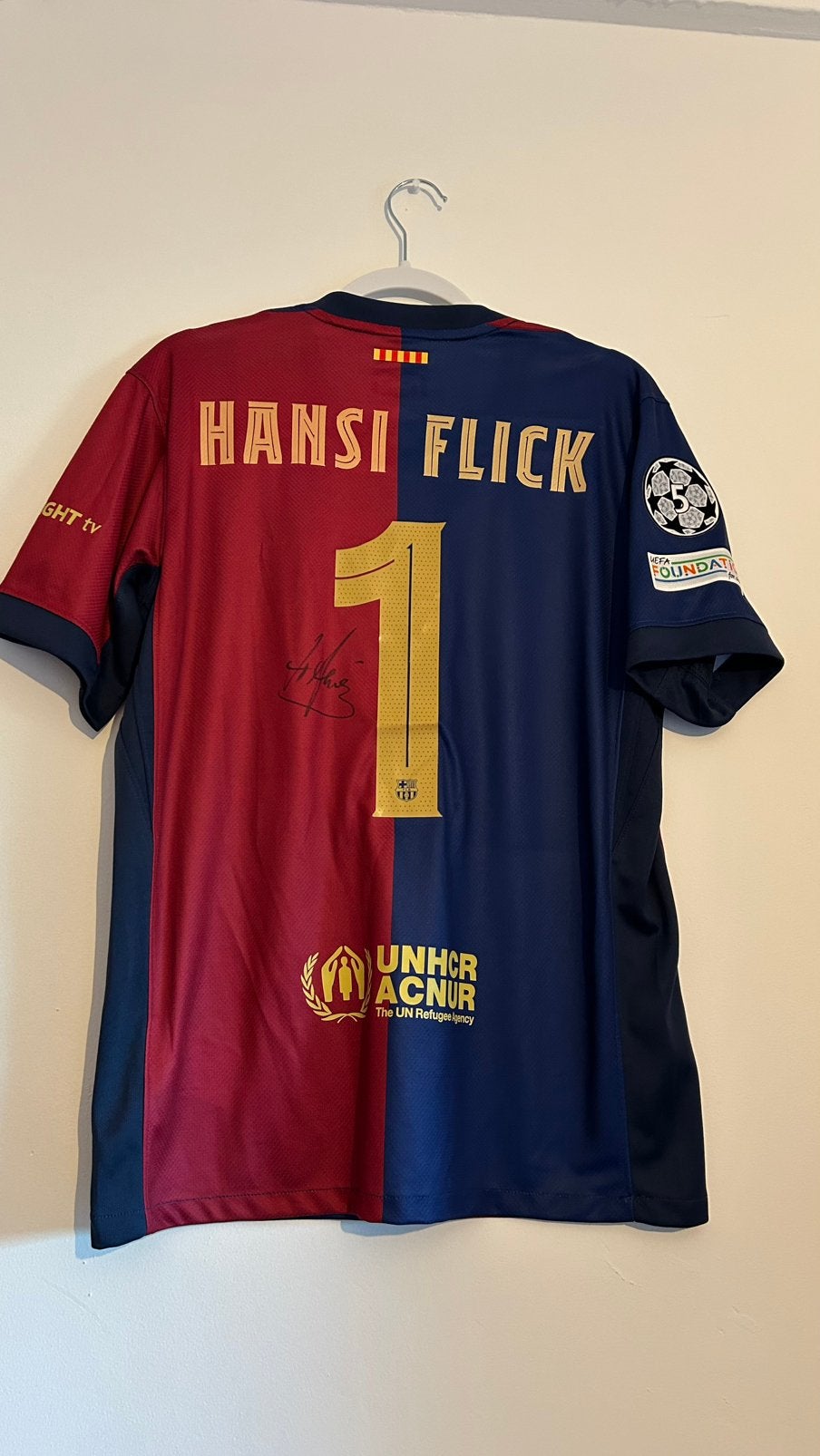 Gesingeerd Fc Barcelona shirt door Hansi Flick, Ophalen of Verzenden, Zo goed als nieuw, Shirt