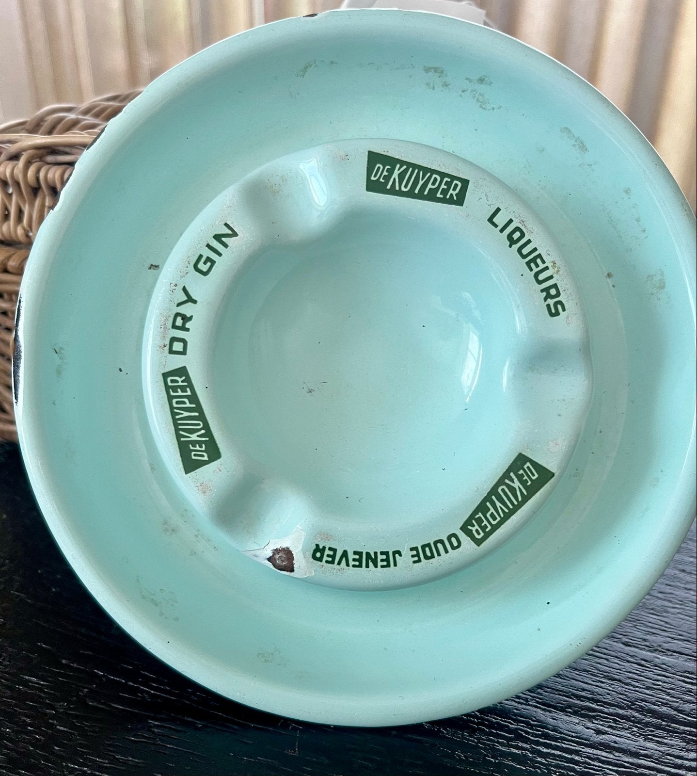 Vintage De Kuyper Emaille Asbak - Dry Gin & Jenever 1950, Verzenden