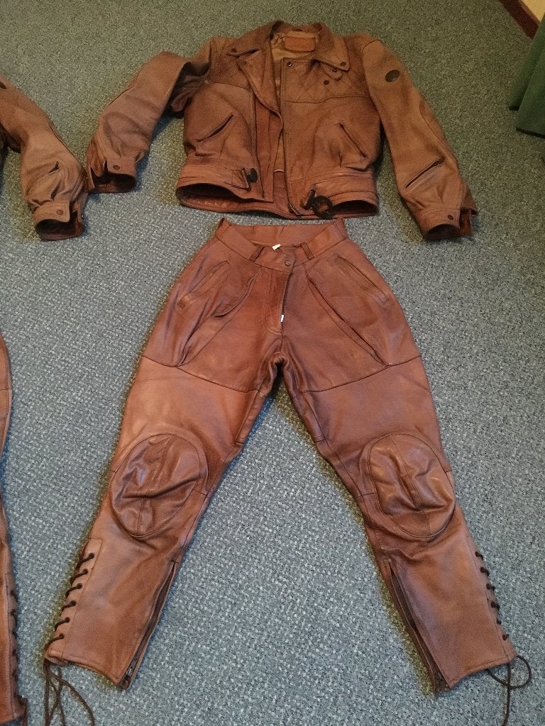 Motorpak Leer Shuh Antiek-look Chopperkleding Damen Leathers, Motoren, Ophalen of Verzenden, Tweedehands, Dames, Combipak
