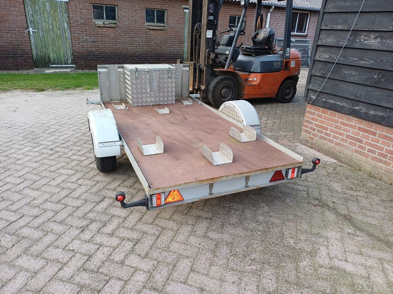 Motoraanhanger met opbergkist, Auto diversen, Aanhangers en Bagagewagens, Ophalen, Gebruikt