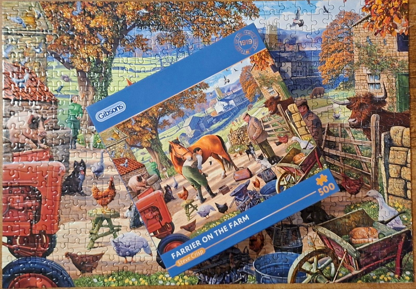 Gibsons puzzel Farrier on the farm 500 pc zgan, Ophalen of Verzenden, 500 t/m 1500 stukjes, Legpuzzel