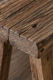 Rustieke houten bankjes sidetables van oud hout, Ophalen, Eikenhout, Nieuw, 25 tot 50 cm