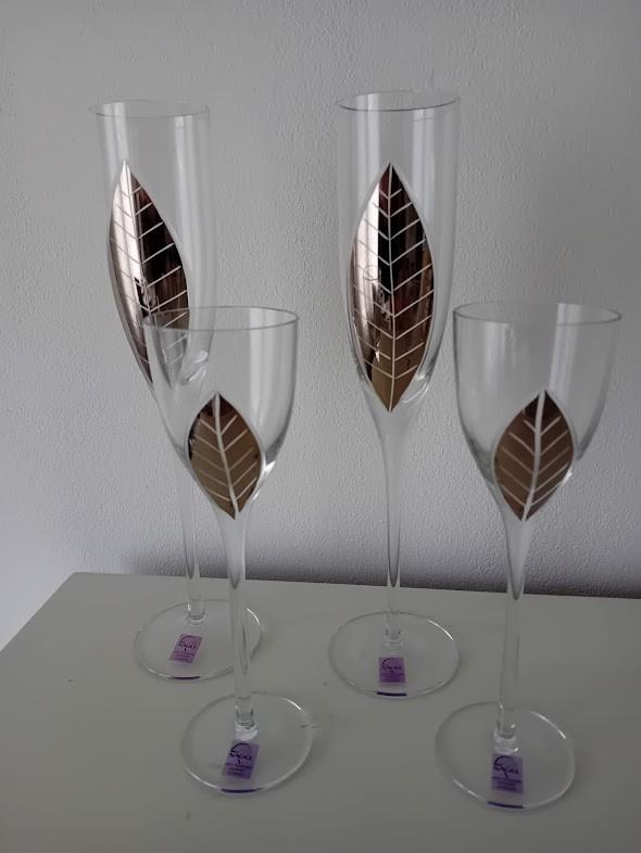 4 Paul Nagel Germany kristallen Champagne en portglazen., Glas of Glazen, Ophalen of Verzenden, Overige stijlen, Glas