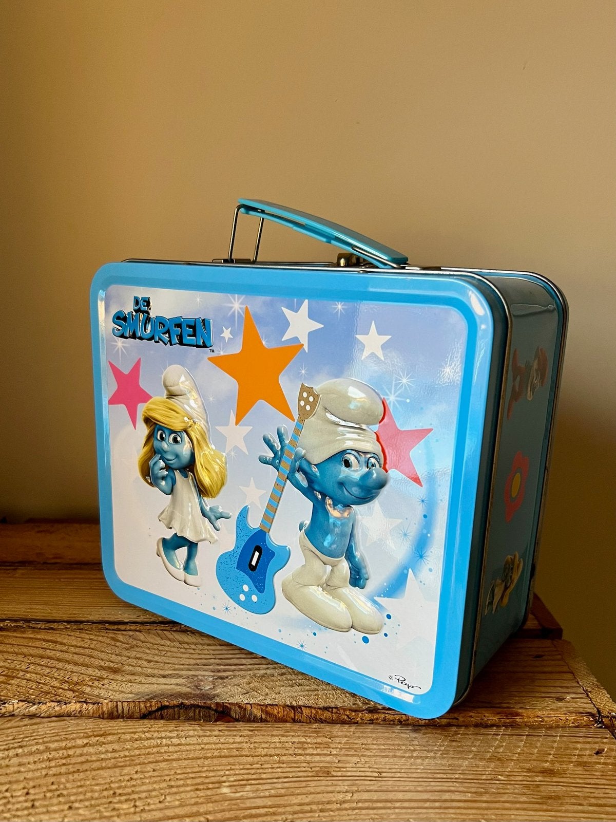 Blikken lunchbox De Smurfen 2011 3D metalen koffertje Peyo, Ophalen of Verzenden, Zo goed als nieuw, Verschillende Smurfen, Gebruiksvoorwerp
