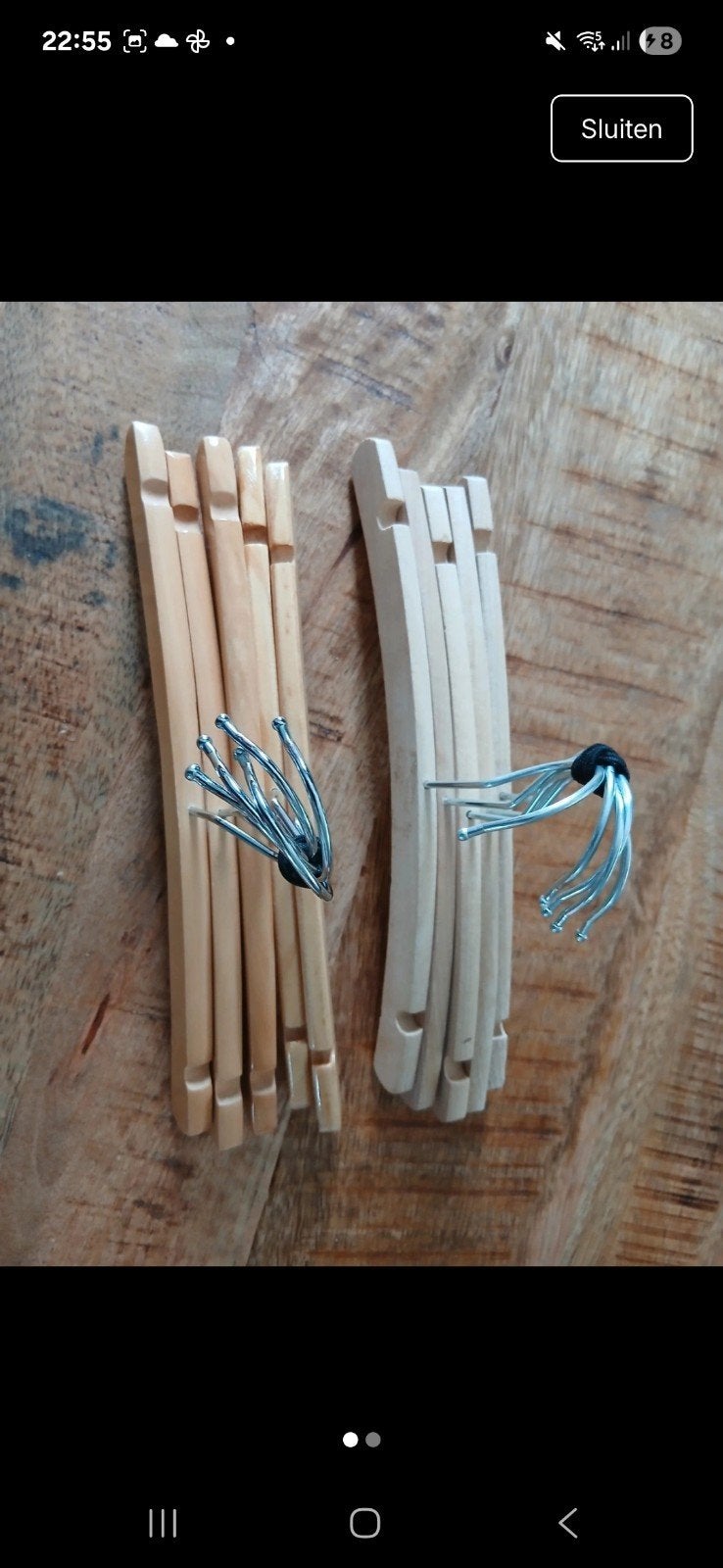 10 houten baby kledinghangers - ruilen voor appelsap, Ophalen of Verzenden, Gebruikt