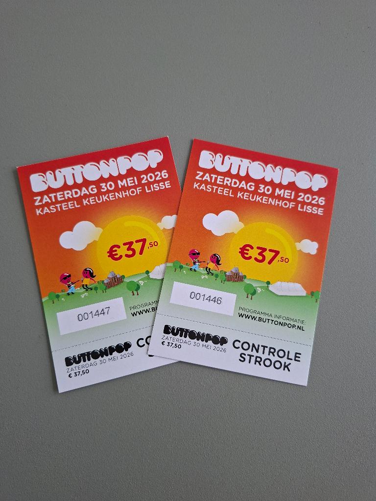 ≥ Buttonpop 2 kaarten! — Evenementen en Festivals — Marktplaats