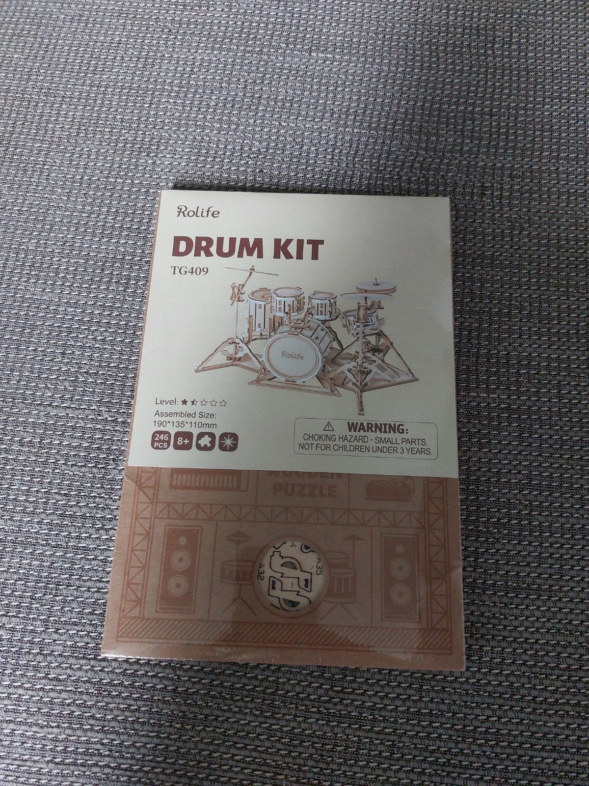 Rolife Houten 3D Puzzel Drumstel, Overige thema's, Nieuw, Overige merken, Knutselset
