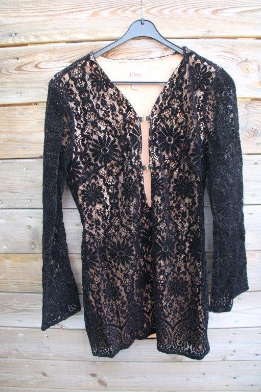 Jurk zwart Elsa Bik Bok fluweel kant mt M Vaste prijs, Kleding | Dames, Maat 38/40 (M), Zwart, Elsa Bik Bok, Ophalen of Verzenden
